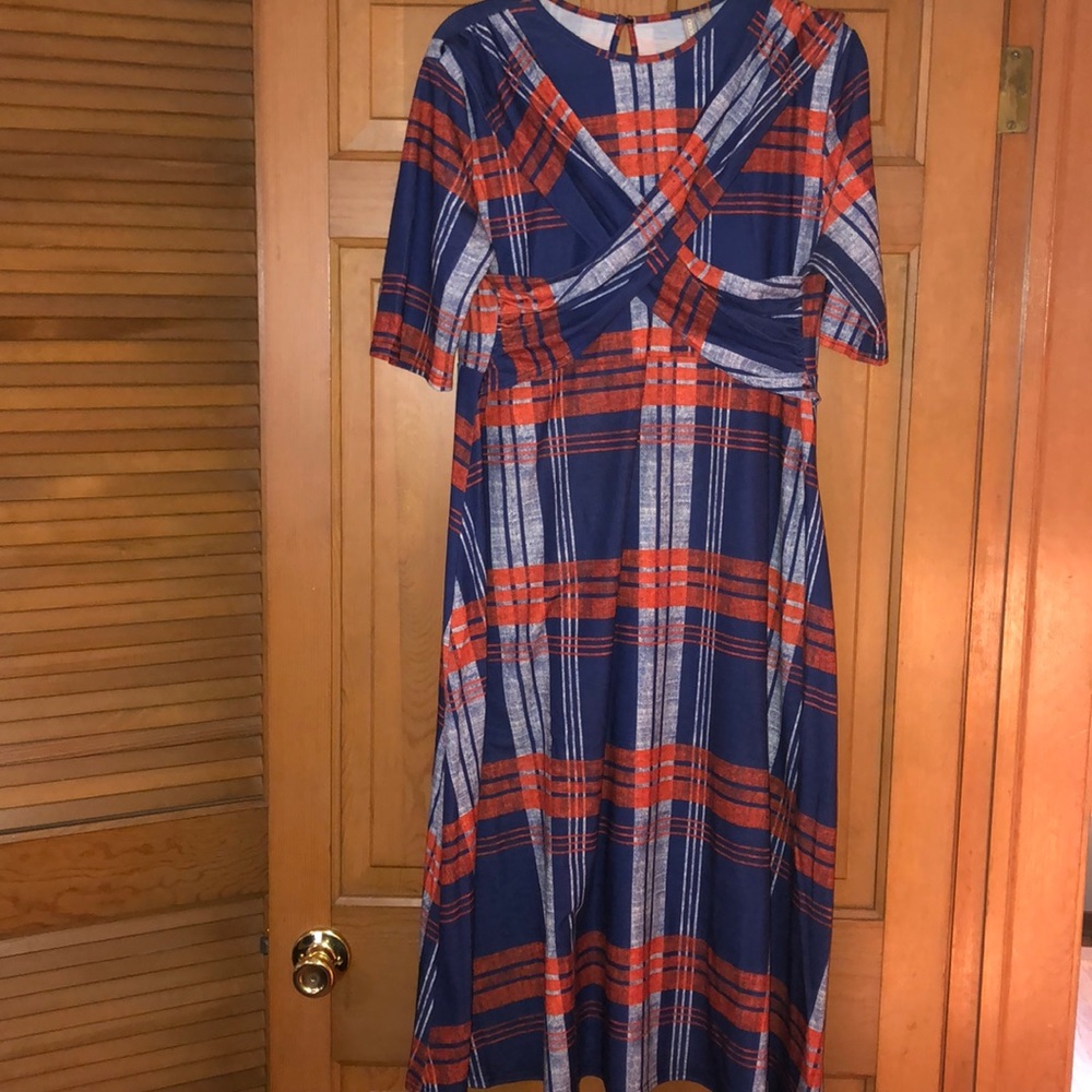 Plaid jersey maternity dress